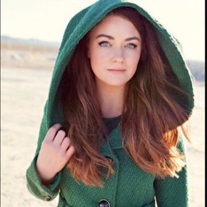 Steve Madden emerald green pea coat w/ hood large